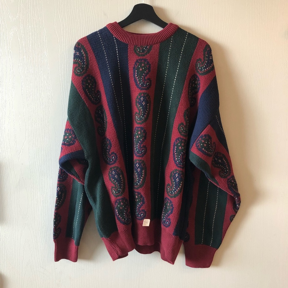 Vintage Men’s Colours By Alexander Julian Paisley Grandpa Sweater NWT Large - Picture 1 of 13